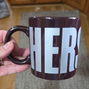 Maroon Ceramic Mug with Bold Silver 'HERO' Lettering